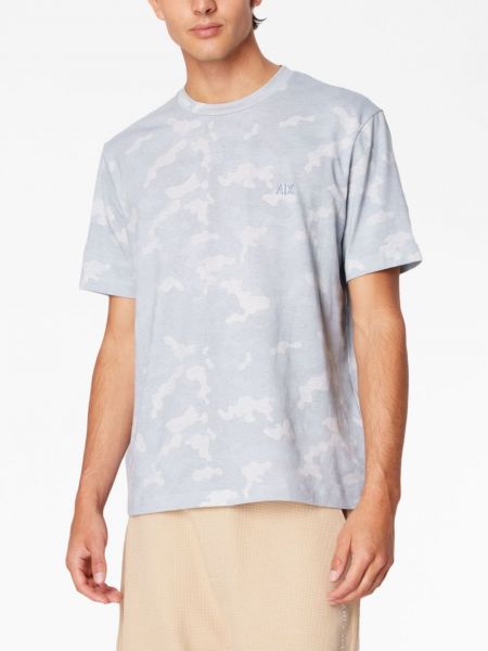 Kokvilnas t-krekls ar apdruku kamuflāžas Armani Exchange