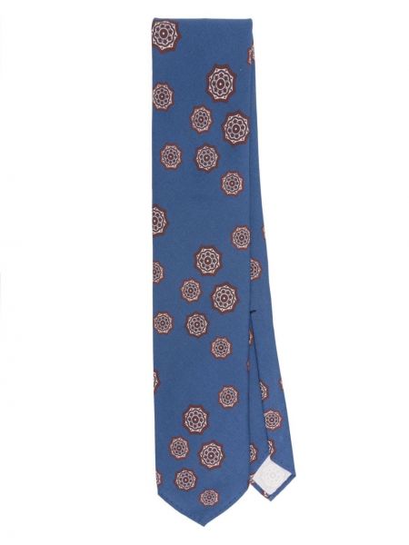 Hedvábná kravata s potiskem s abstraktním vzorem Lardini modrá