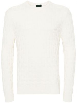 Памучен пуловер Zanone бяло