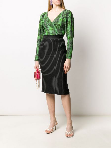 Falda midi ajustada a rayas Dolce & Gabbana negro