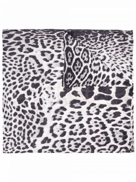 Pañuelo de seda con estampado leopardo Saint Laurent negro