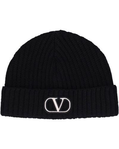 Pletená vlnená čiapka Valentino Garavani čierna