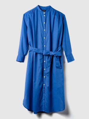 Λινή μίντι φόρεμα Gap μπλε