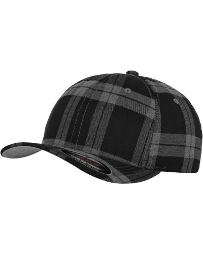 Kockovaná čiapka Flexfit čierna