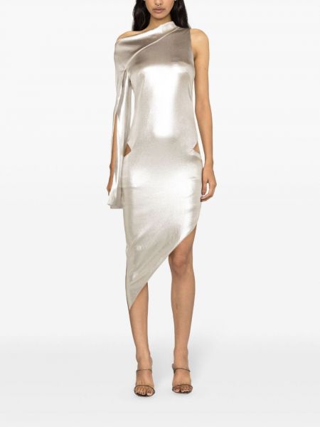 Sukienka midi asymetryczna Genny srebrna