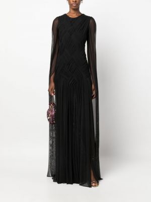 Plisované průsvitné večerní šaty Atu Body Couture černé