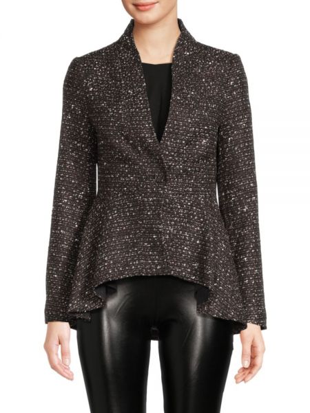 Твидовый асимметричный пиджак Donna Karan черный