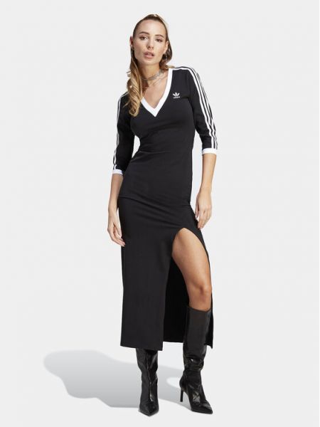 Sukienka długa z dżerseju Adidas Originals czarna