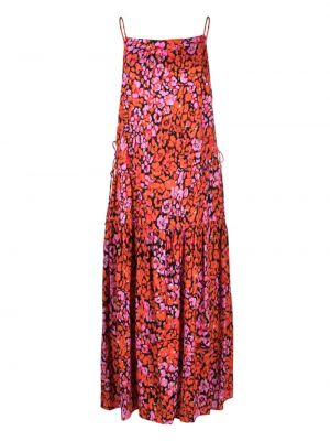 Sukienka midi w kwiatki z nadrukiem Bimba Y Lola pomarańczowa
