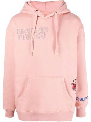 Bomull brodert hettegenser Kidsuper rosa