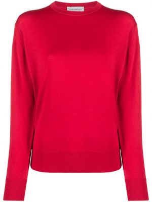 Vlnený sveter z merina s okrúhlym výstrihom John Smedley červená