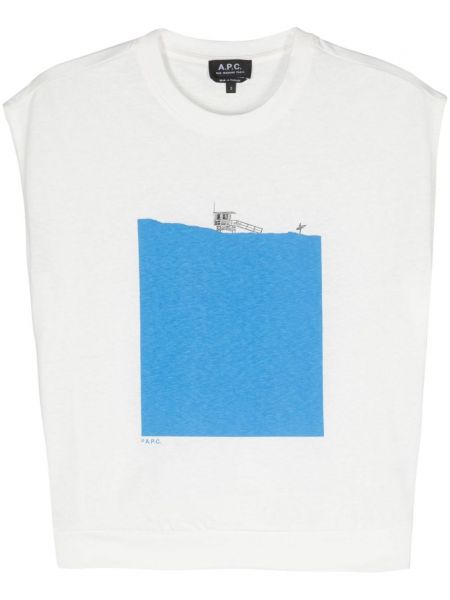 T-shirt sans manches à imprimé A.p.c. blanc
