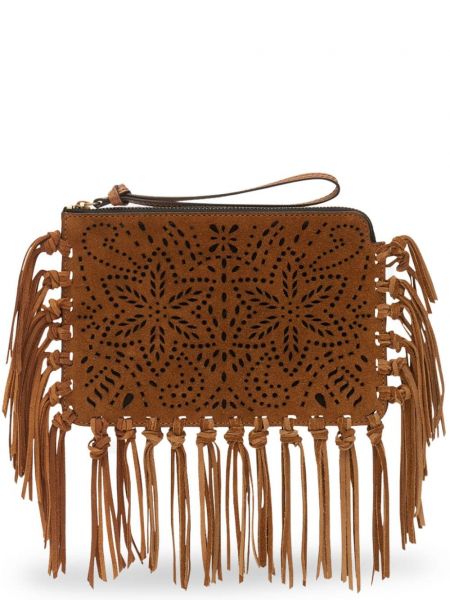 Baskılı saçak clutch çanta Isabel Marant kahverengi