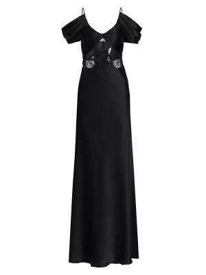 Кружевное платье с драпировкой Alberta Ferretti черное