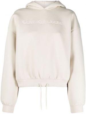 Kapučdžemperis ar izšuvumiem Calvin Klein Jeans balts