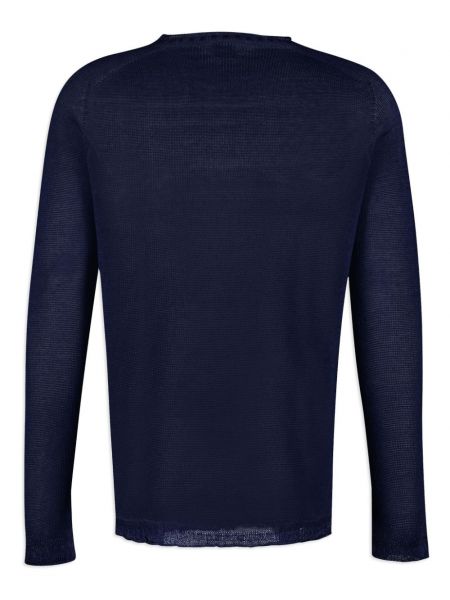 Lněný svetr s kulatým výstřihem 120% Lino modrý