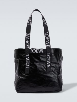 Кожаная сумка шоппер Loewe черная