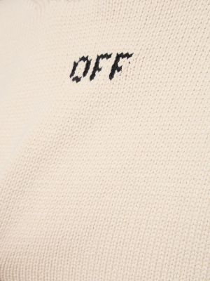 Памучен пуловер Off-white бежово