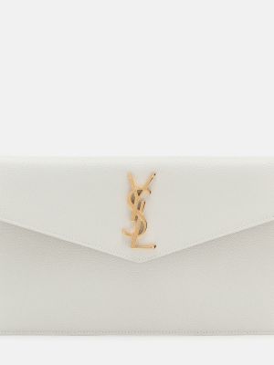 Kožená listová kabelka Saint Laurent biela