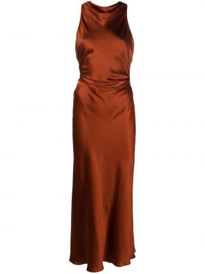 Копринена коктейлна рокля Reformation оранжево