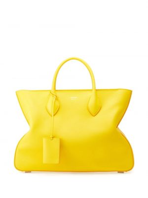 Kožená nákupná taška Ferragamo žltá