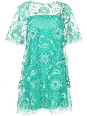 Květinové mini šaty Alberta Ferretti zelené