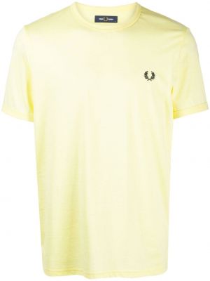 Памучна тениска бродирана Fred Perry жълто