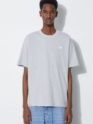 Bavlněné tričko New Balance šedé