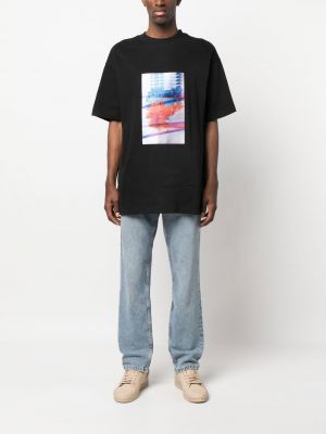T-krekls ar ziediem ar apdruku Calvin Klein Jeans melns