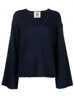 Sweter z dekoltem w serek By Malene Birger niebieski