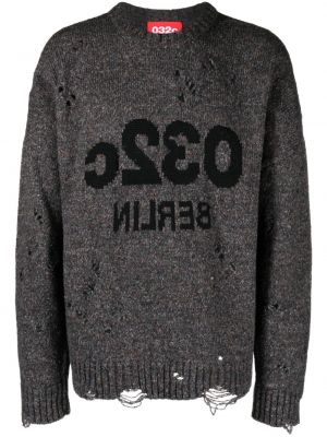 Пуловер с протрити краища 032c сиво