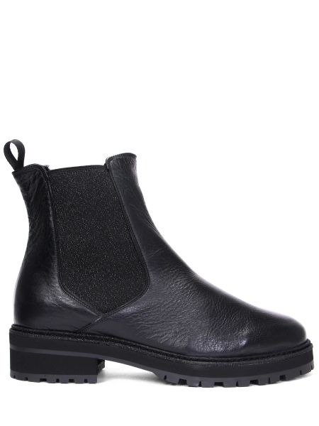 Черные кожаные ботинки челси с мехом Pertini