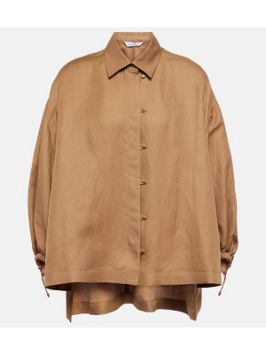 Camisa de lino de seda oversized Max Mara beige