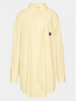 Oversized rifľová košeľa Tommy Jeans Curve žltá