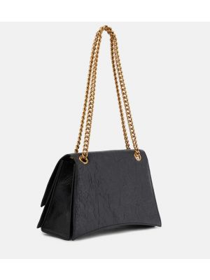 Δερμάτινη τσάντα ώμου Balenciaga μαύρο