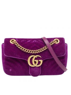 Aksamitna torebka Gucci Vintage fioletowa