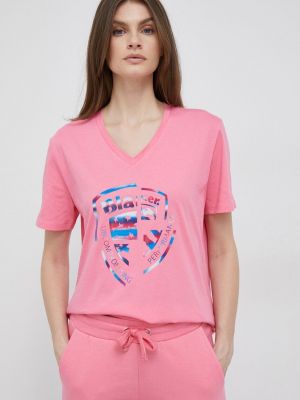 Памучна тениска Blauer розово