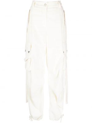 Medvilninės „cargo“ stiliaus kelnės velvetinės Msgm balta
