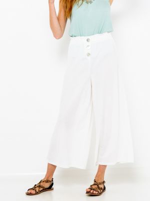 Широки панталони тип „марлен“ Camaieu бяло