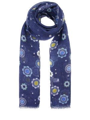 Льняной шарф с принтом L.b.m. 1911 синий