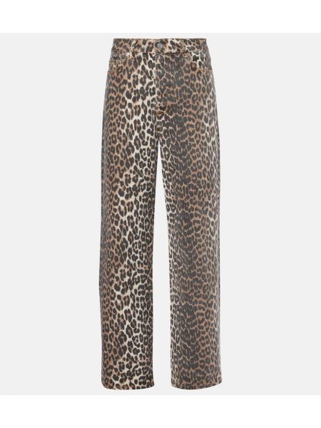 Leopard trykt straight jeans Ganni brun