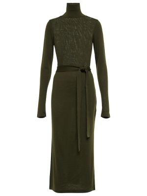 Vlněné midi šaty Polo Ralph Lauren zelené