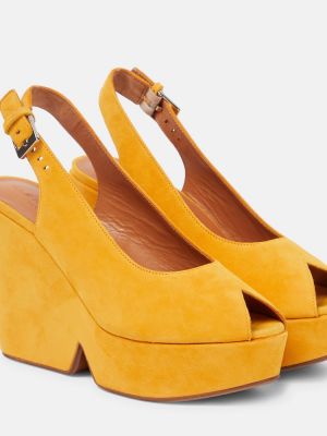 Sandale din piele de căprioară cu platformă Clergerie galben