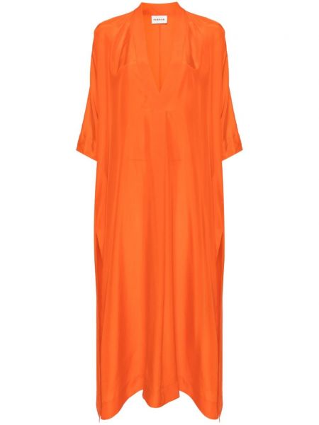 V-kaelusega siidist kleit P.a.r.o.s.h. oranž