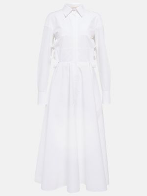 Хлопковое платье-рубашка с бантом Valentino белое