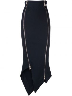 Asimetrična suknja s patentnim zatvaračem The Attico plava