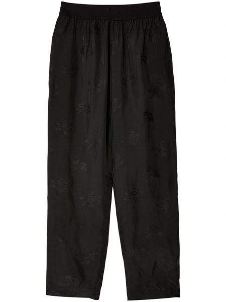 Žakárové květinové rovné kalhoty Uma Wang černé