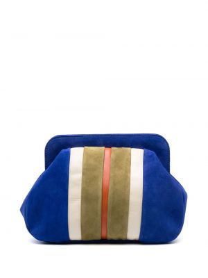 Pruhovaná kožená listová kabelka Paula modrá