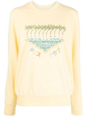 Bomull brodert sweatshirt Casablanca gul