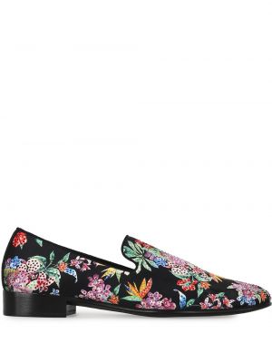 Pantofi loafer cu model floral cu imagine Giuseppe Zanotti negru